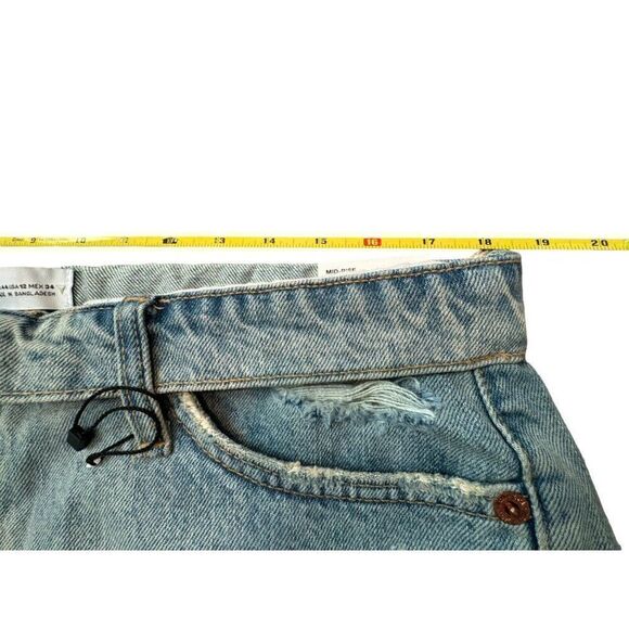Zara Womens Cut Off Jean Shorts US 12 EU 44 Blue Denim Frayed 9794/004 NWOT - Picture 7 of 8